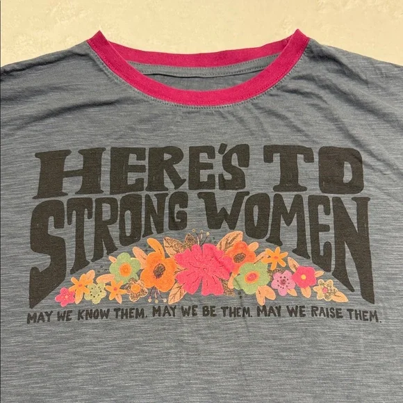 NATURAL LIFE Charcoal Gray and Cranberry Short Sleeve Tee - Picture 3 of 6